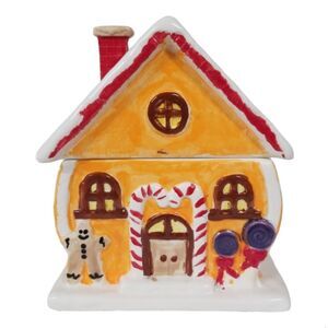 Gingerbread House Hand Painted Treat Jar Food Storage Holiday Decor